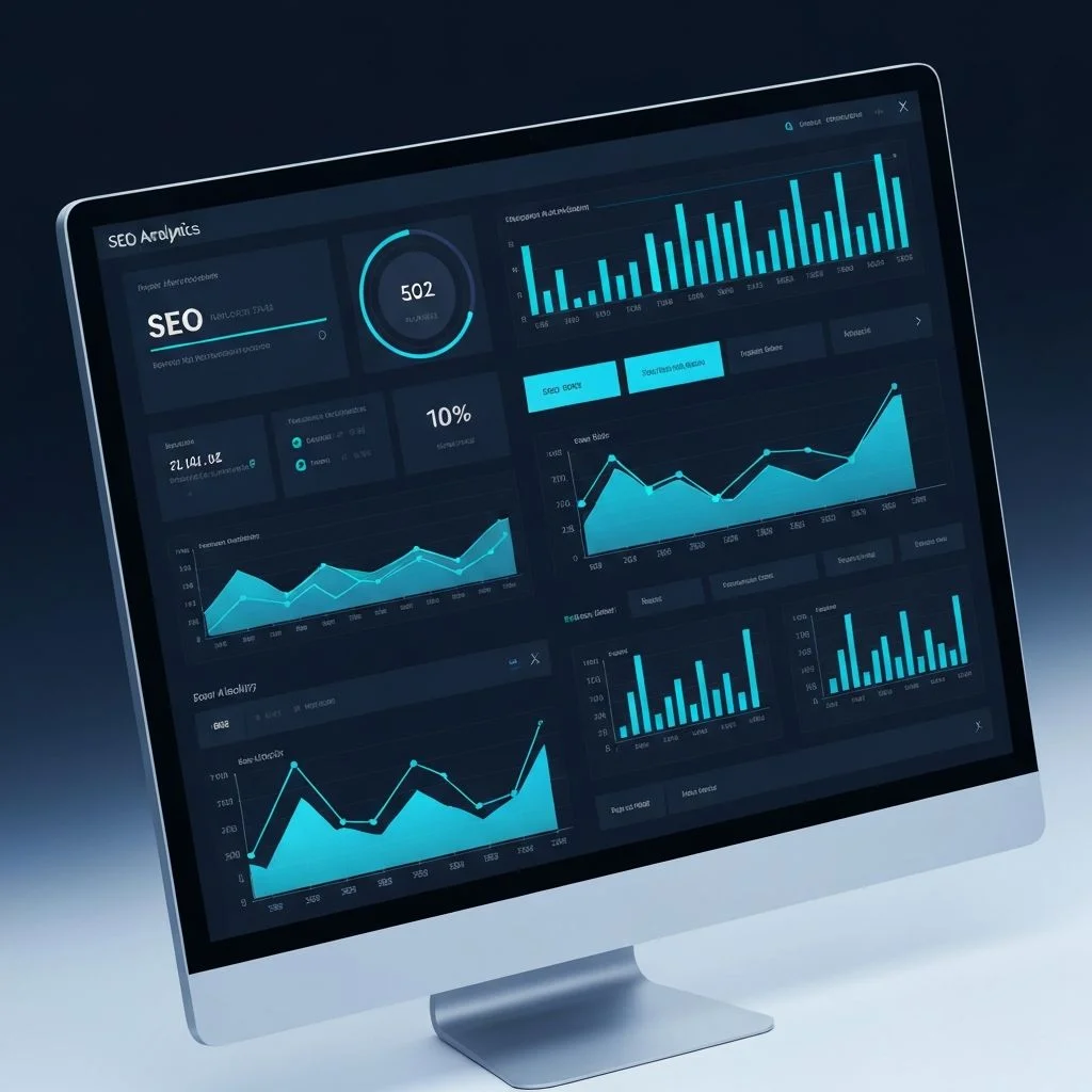 Panel de análisis SEO con métricas